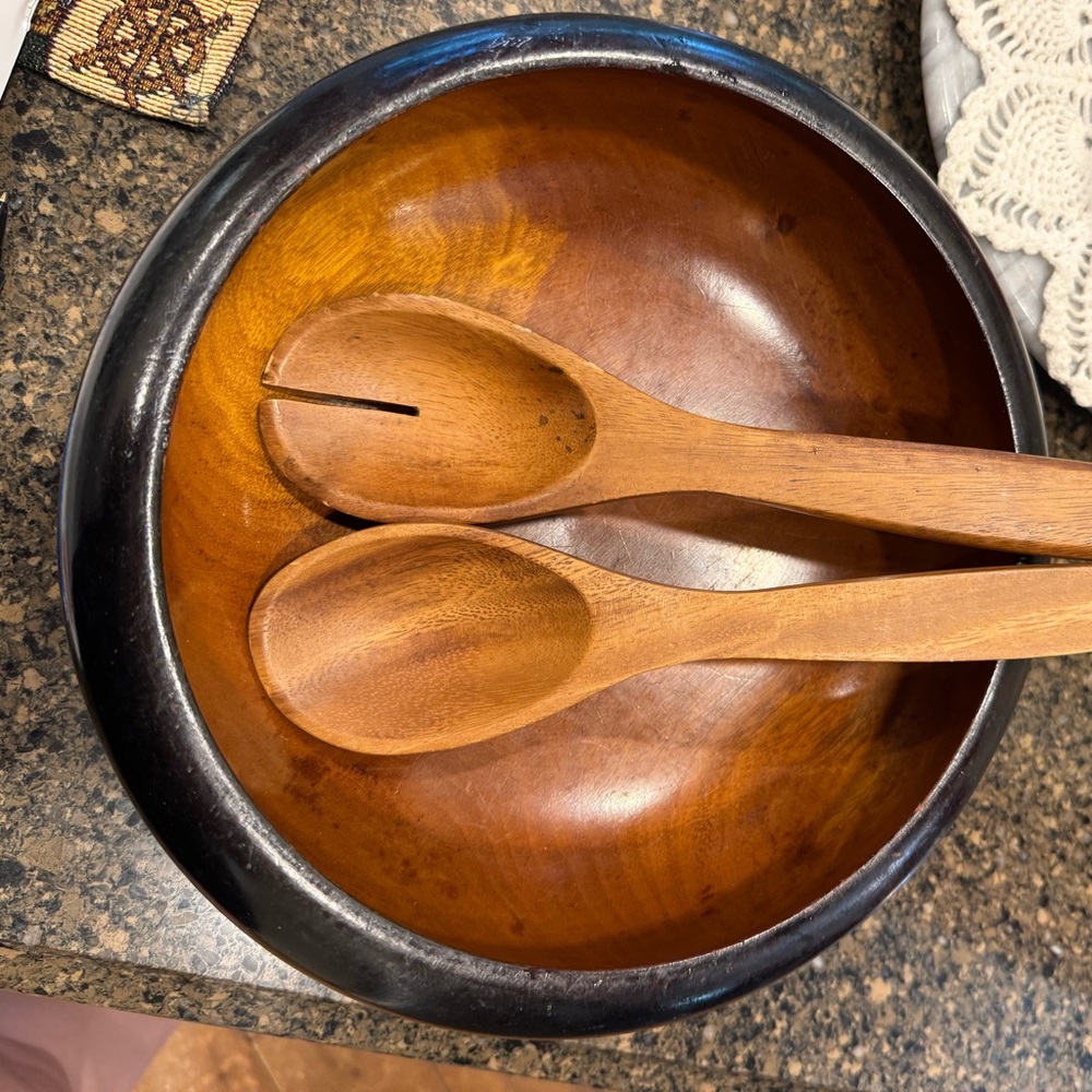 Sydney Farber & sons vintage  Wooden mahogany- Haitian Salad Bowl